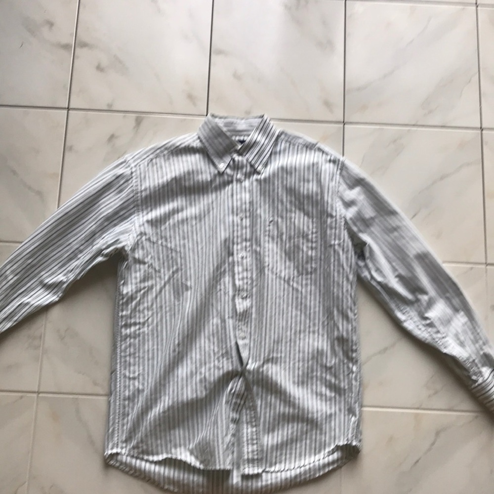 Green and White Striped Tommy Hilfiger Button Down